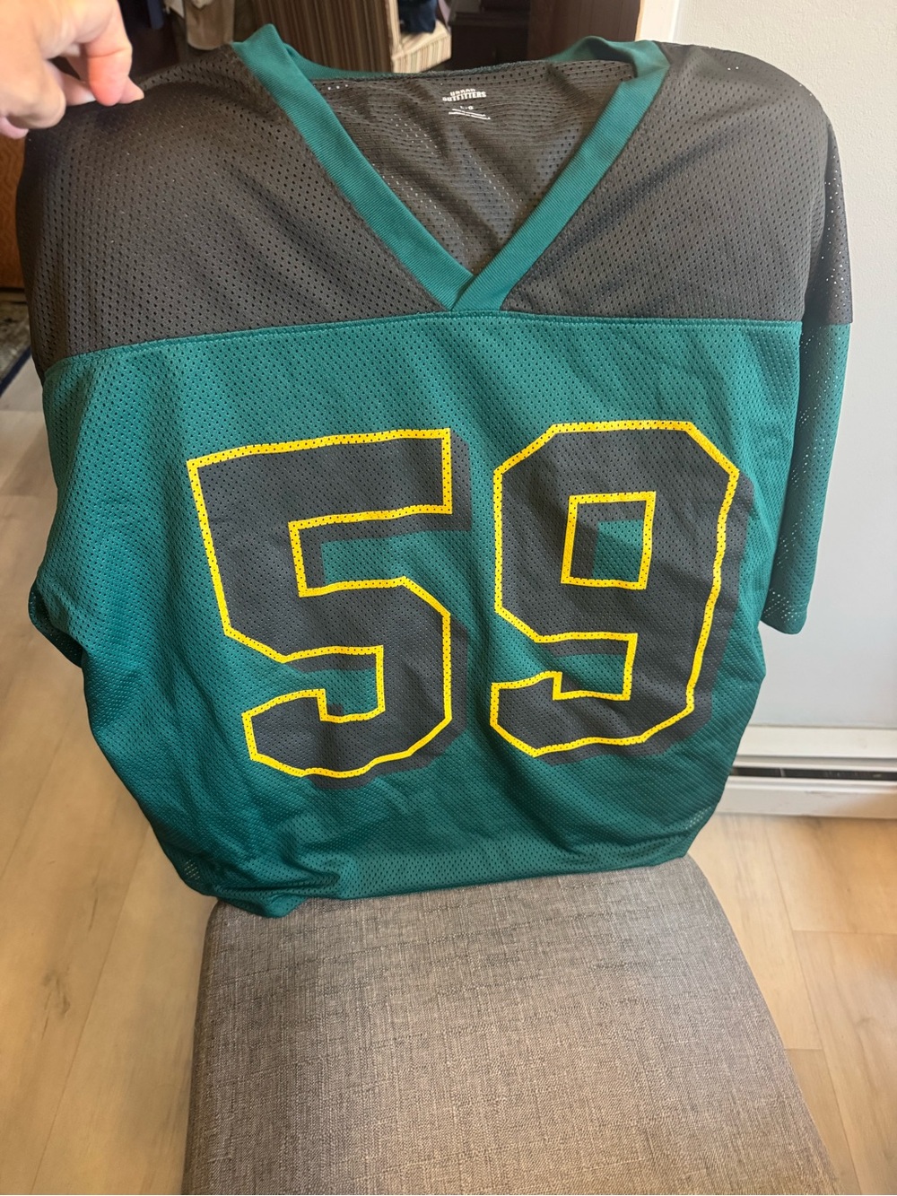 Urban Outfitters Green and Black Mesh Jersey # 59 with Yellow Accents